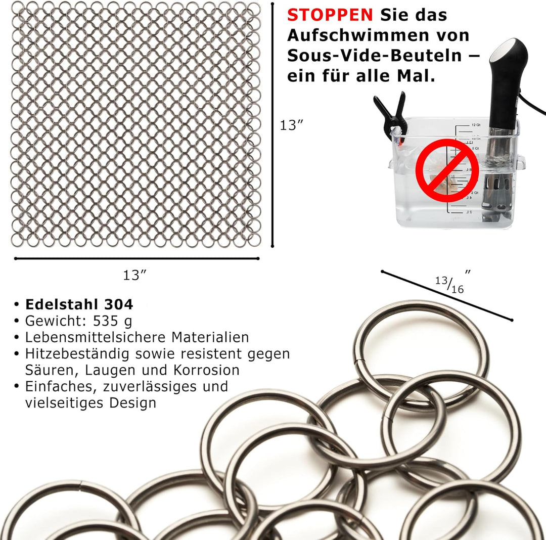 Sous Vide Sinker Gewicht (0,5 kg) Edelstahl Sous Vide Gewichte zur Verhinderung von unterkochten Leb
