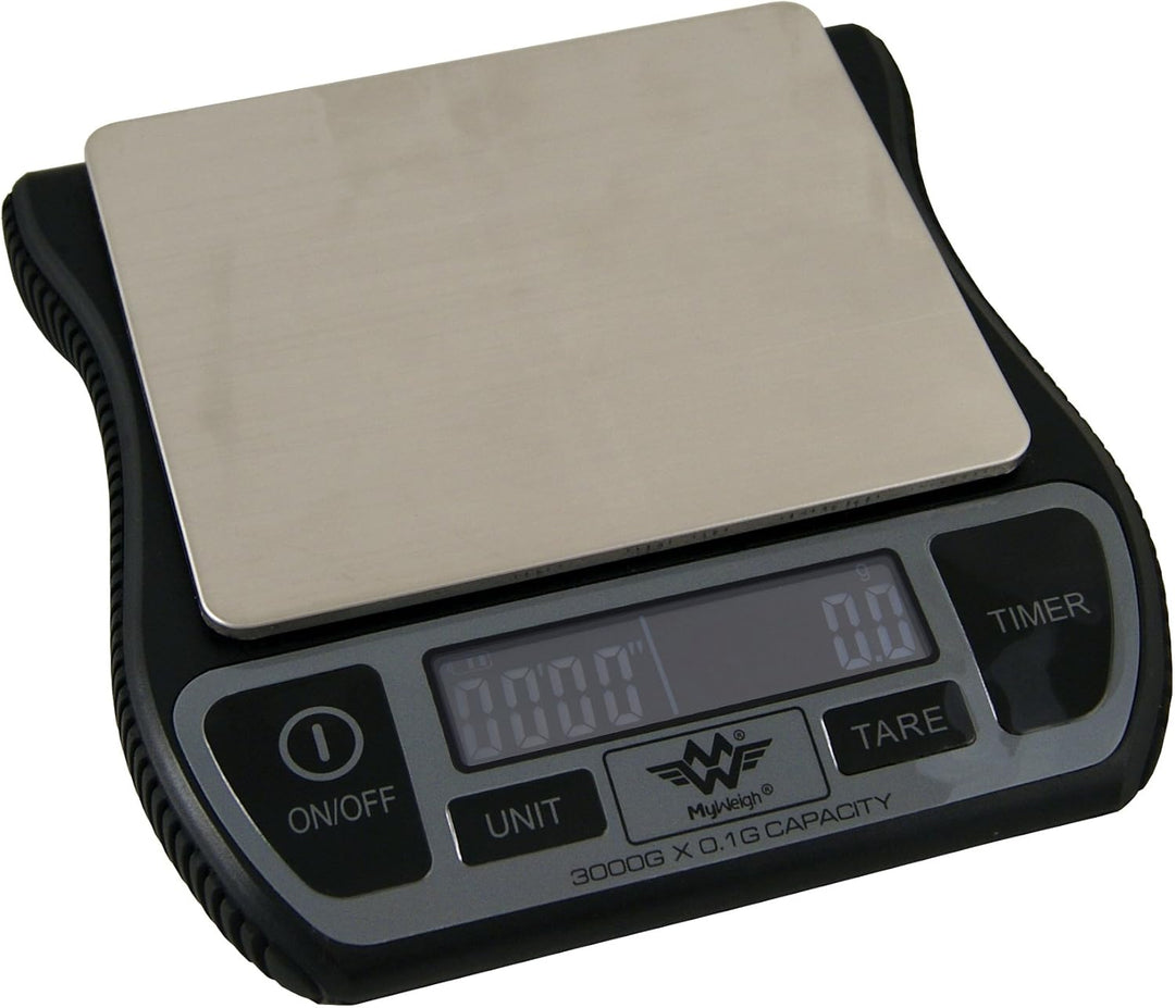 My Weigh Barista Waage Wasserfeste Küchenwaage mit Timer & USB wiederaufladbar 3000 g x 0,1 g