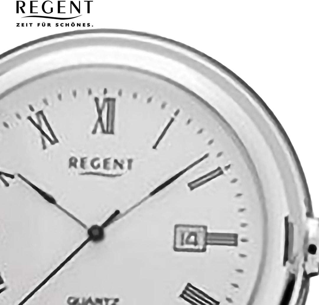 Regent Herren Taschenuhr Savonnette Klappdeckel 47 MM Quarz Weisses Zifferblatt Römische Zahlen Datu