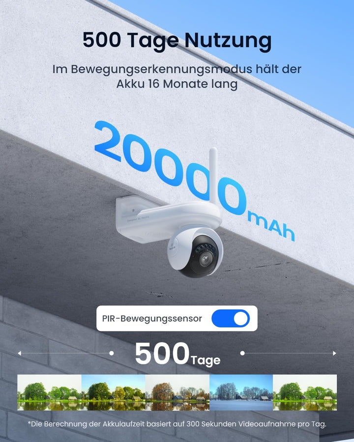 Reolink Altas PT Ultra, 4K Solar Überwachungskamera Aussen Akku mit Daueraufzeichnung, ColorX-Nachts