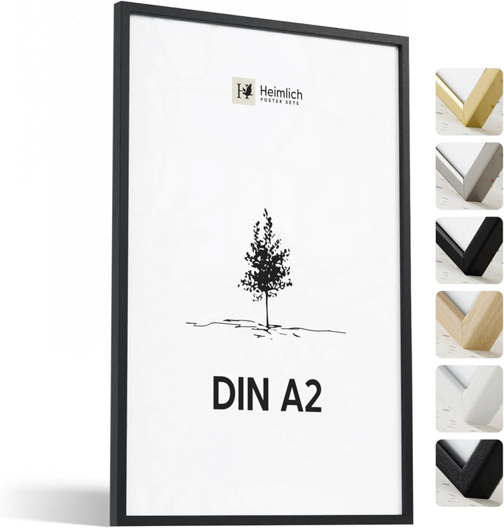 Heimlich® - Bilderrahmen - A2 42x59,4 cm, Eichenholz, Schwarz - Mittlerer Poster-Druckrahmen - Nur z