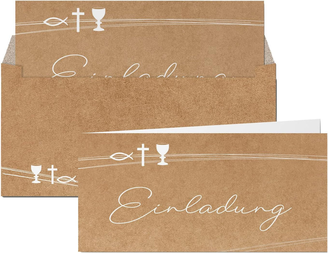 Logbuch-Verlag 10 Einladungskarten Taufe Kommunion Konfirmation - Einladung Karten mit Umschlag Kraf