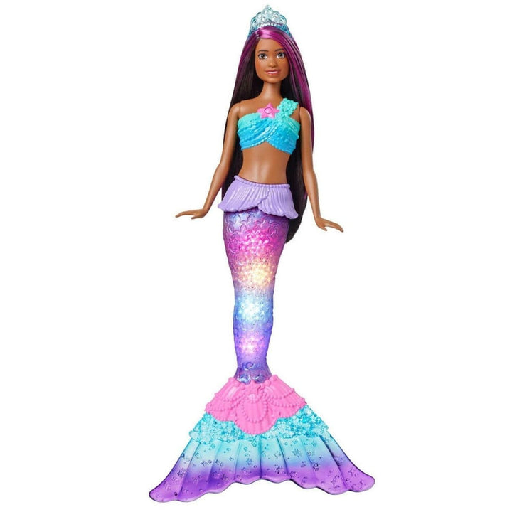 Barbie Dreamtopia Meerjungfrau, Meerjungfrau mit braunen Haaren, 4 Licht- und Soundeffekte, Barbiepu