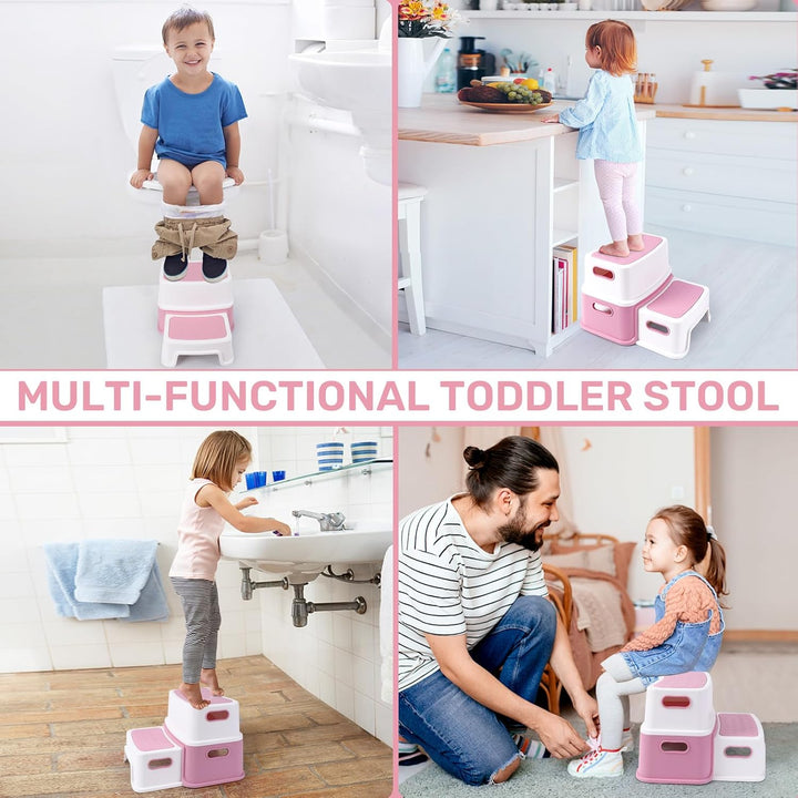 Tritthocker Kinder 2 Stufen, Zweistufiger Robuster Hocker Stabil & Leicht, Tritthocker für Badezimme