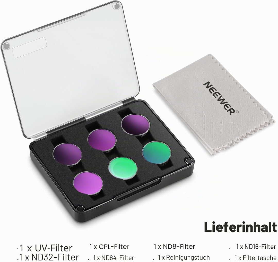 NEEWER ND-Filter-Set, kompatibel mit Insta360 GO 3S, UV+CPL+ND8+ND16+ND32+ND64 Filtern, Action-Kamer