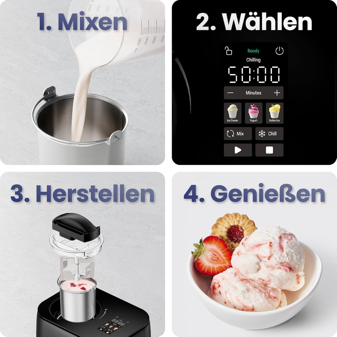 Iceman von Chefman Eismaschine, kein Vorgefrieren erforderlich dank Kompressor, für Eis, Frozen Yogu