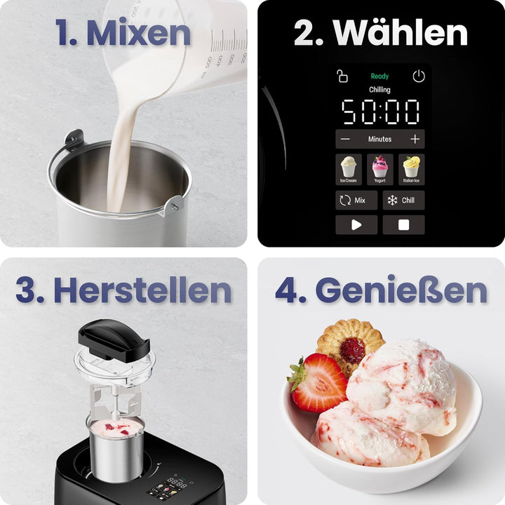 Iceman von Chefman Eismaschine, kein Vorgefrieren erforderlich dank Kompressor, für Eis, Frozen Yogu