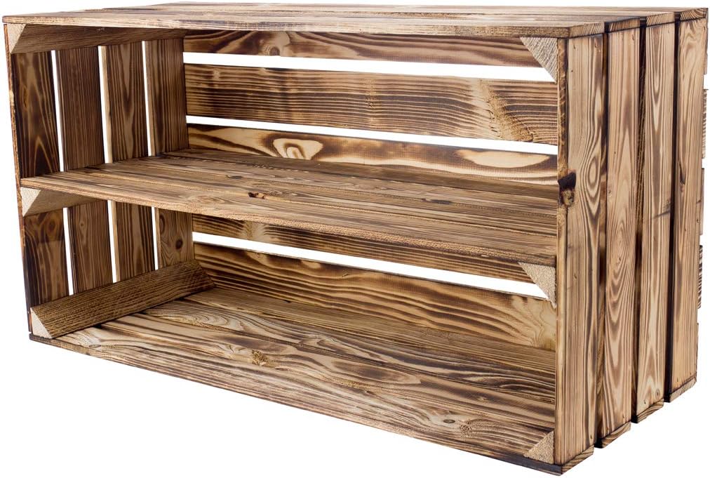 Sparpaket grosses geflammtes/gebranntes Regal Obstkiste Schuhregal Wandregal Holzkiste(6er set), 6
