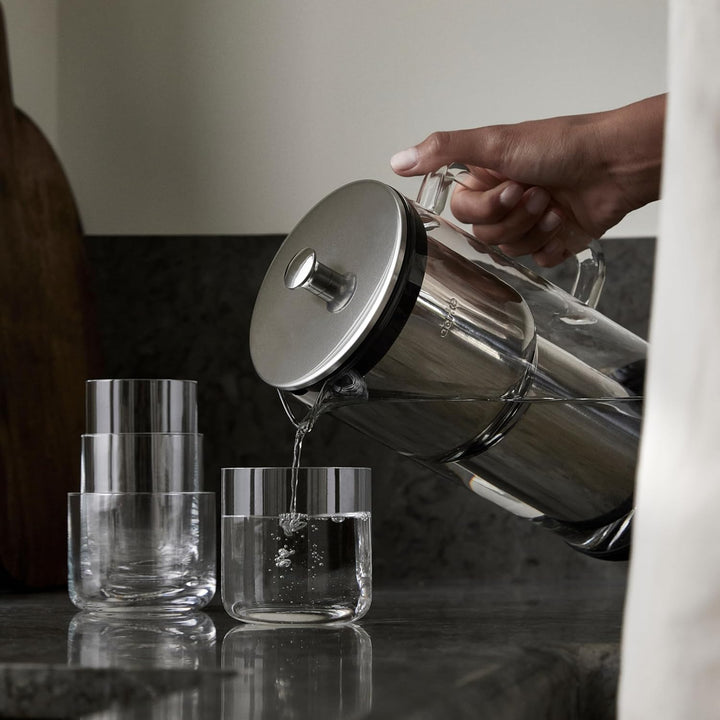 Aarke Purifier, Wasserfilterkaraffe aus Glas und Edelstahl, 2.4L, Aarke Pure Filter Nachfüllbeutel s