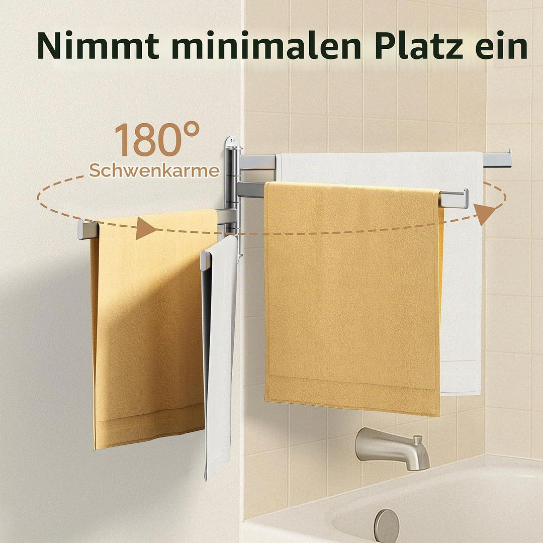 KES Handtuchhalter Schwenkbar Handtuchstange 4 Armig Bad Edelstahl SUS304 Badetuchhalter 50CM 180° D