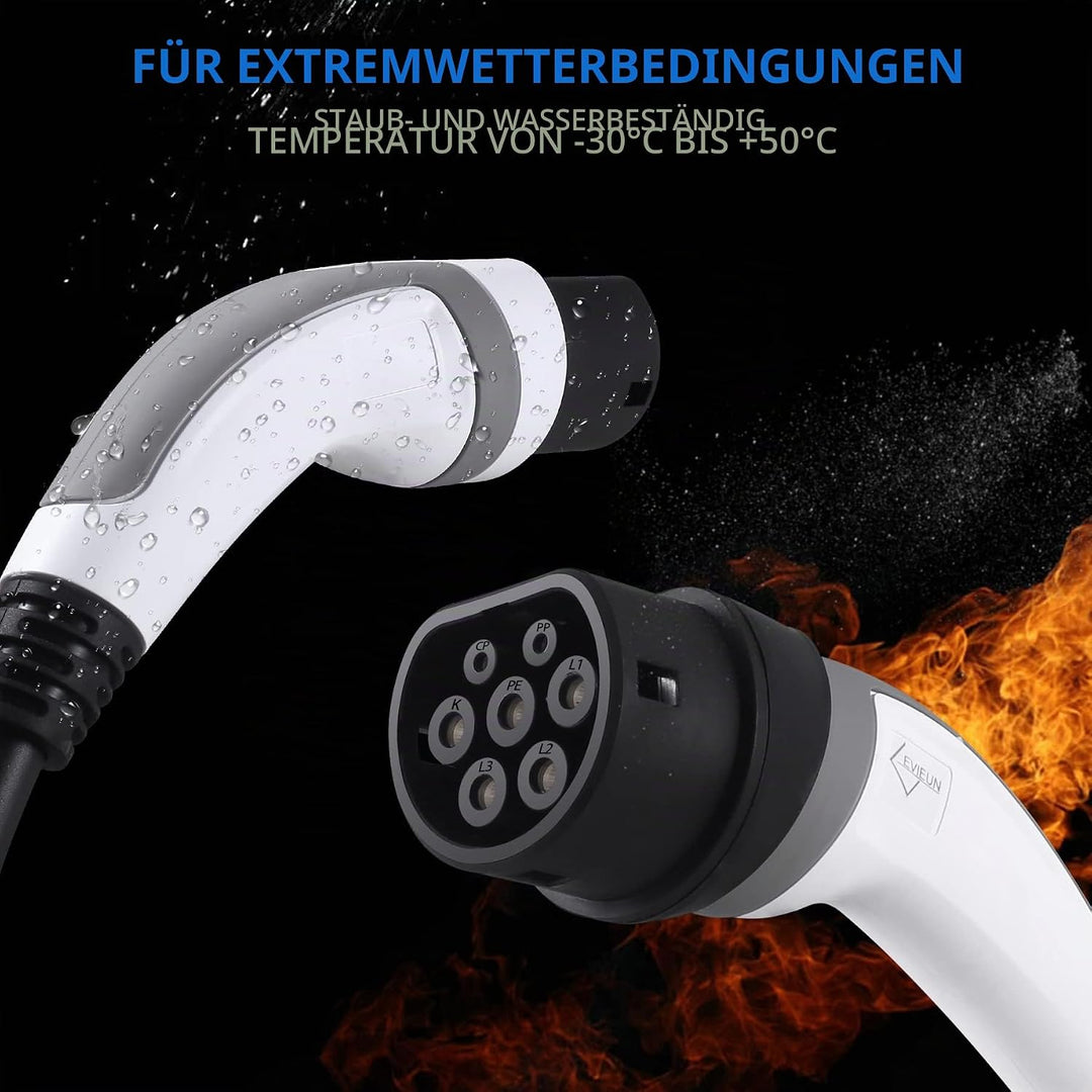 Ladekabel Typ 2 11kW 16A für Hybrid &amp; Elektroauto | 3 phasig | 3 Meter Typ 2 Ladekabel, Ladekabel El