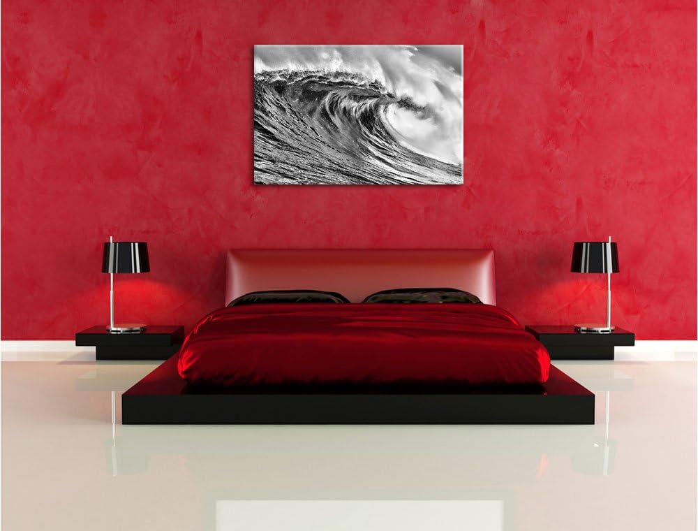 Pixxprint Monocrome, Atemberaubende Welle, Format: 100x70 auf Leinwand, 100x70
