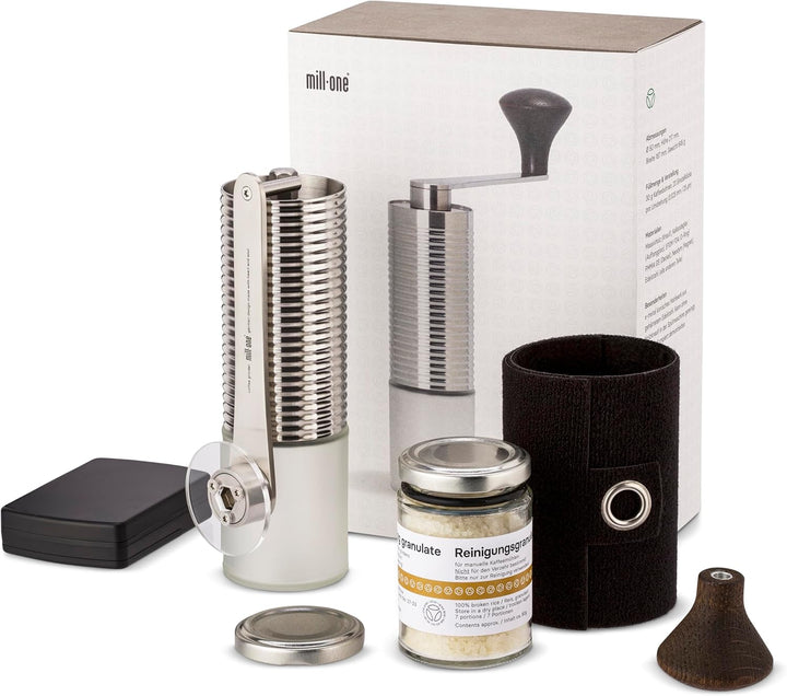 millone compact manuelle Kaffeemühle präzise Mahlgradeinstellung, zwei Edelstahl Mikrokugellager, kl