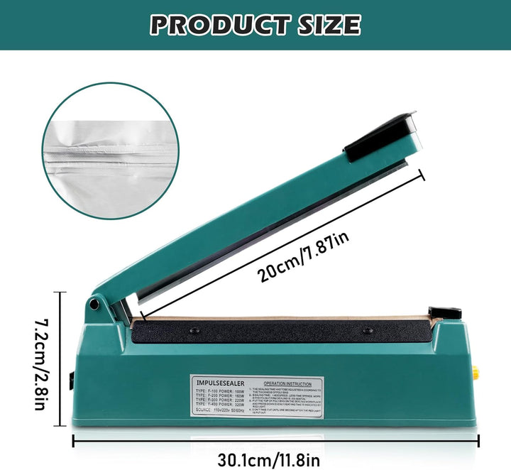 Heisssiegelgerät 200mm Folienschweissgerät 3mm, Mini Bag Sealer, Balkenschweissgerät, Manuelle Heiss