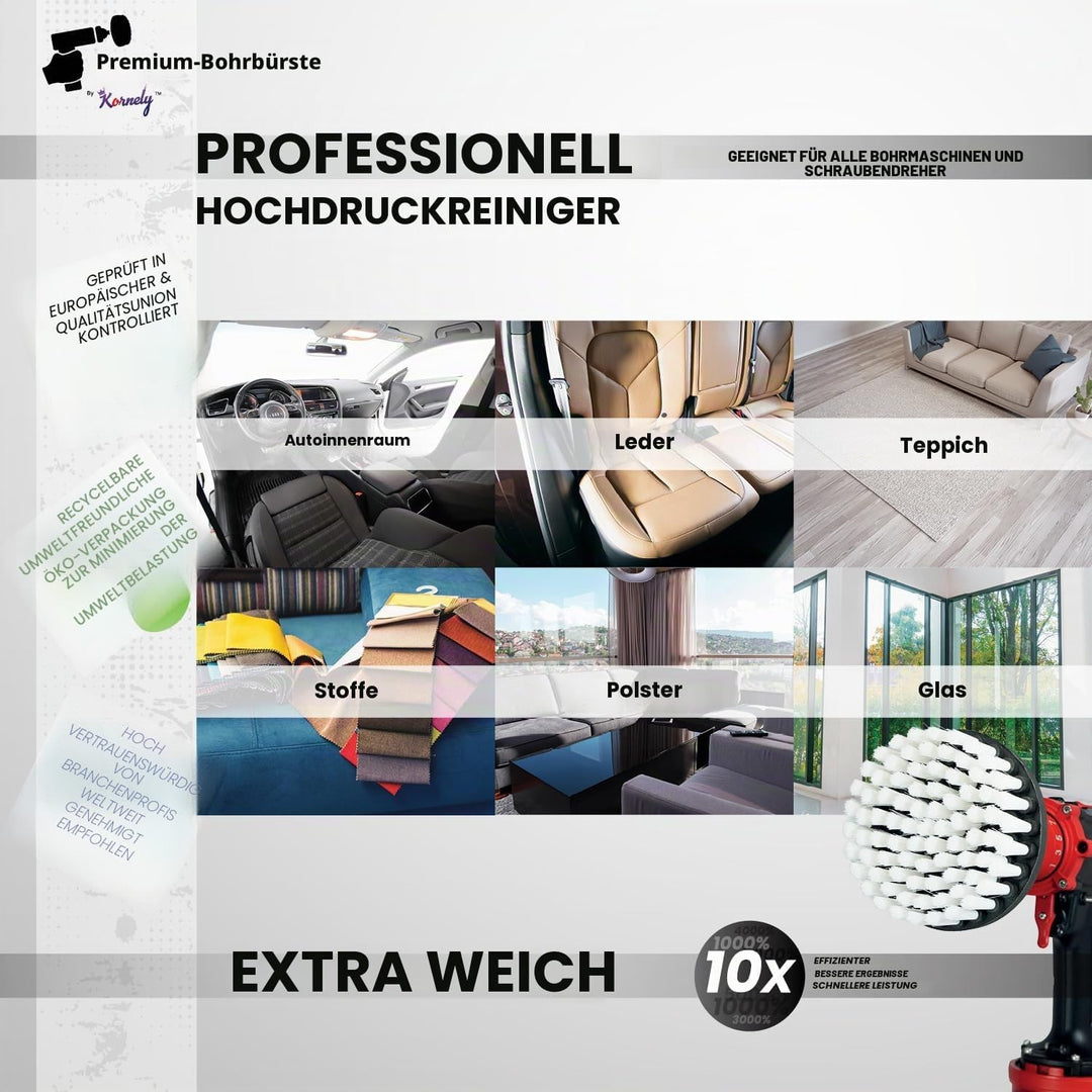 Premium Bohrbürste, extra weich, weiss, 5 Stück Professioneller Power-Schrubber Kratzt Keine Oberflä
