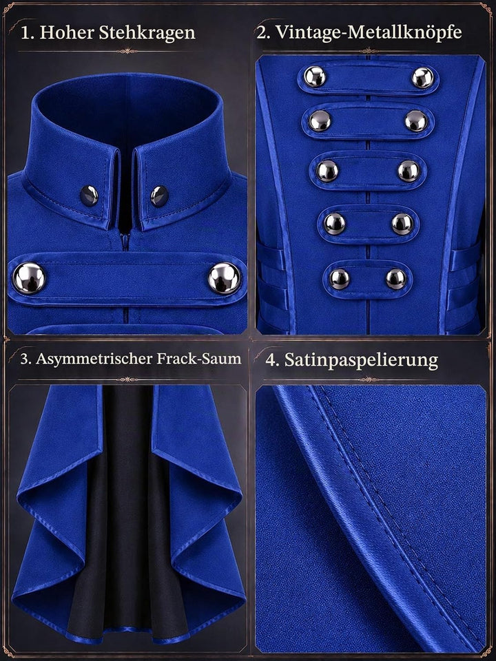 Damen Steampunk Vintage Frack Jacke Unregelmässiger Saum Gothic Kleidung Viktorianischer Gehrock Lan