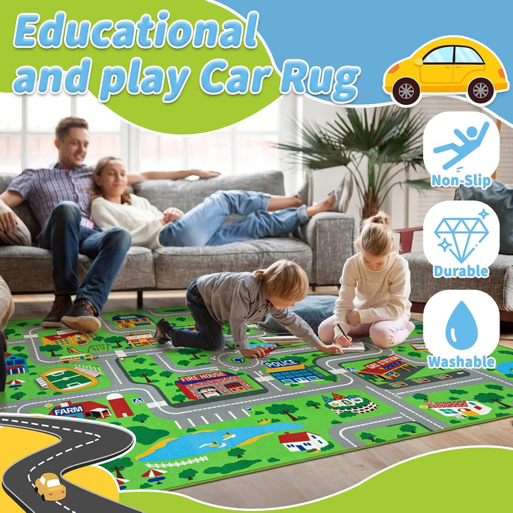 Capslpad Kinderteppich 150x200cm rutschfest Stadtplan Spielteppich Pädagogischer Spielteppich Maschi