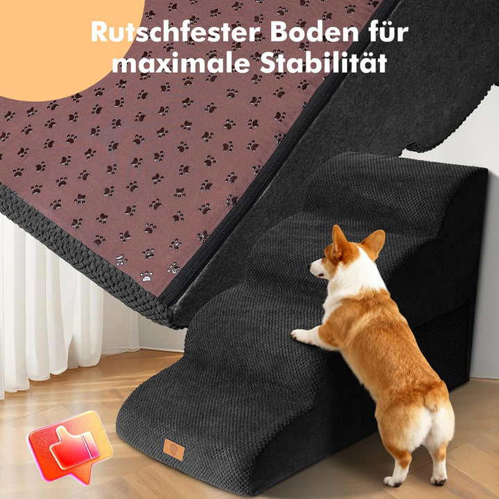 Zvonema Hundetreppe 4 Stufen, Hundetreppe für Kleine Hunde aus Hochdichtem Schwamm, rutschfeste Haus