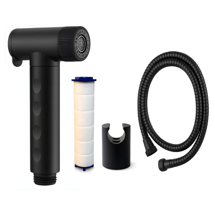 WC Handbrause mit Filter, wassersparende Intimdusche – schwarze Toilettendusche für Toilette mit 2 S