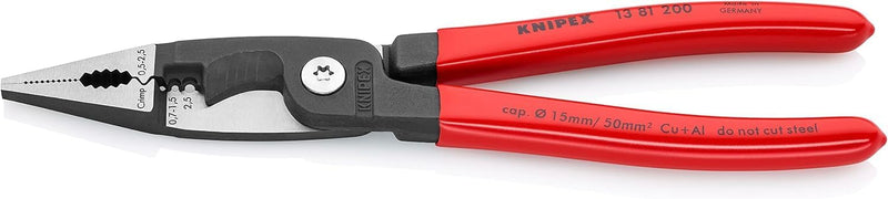 Knipex Elektro-Installationszange schwarz atramentiert, mit Kunststoff überzogen 200 mm 13 81 200