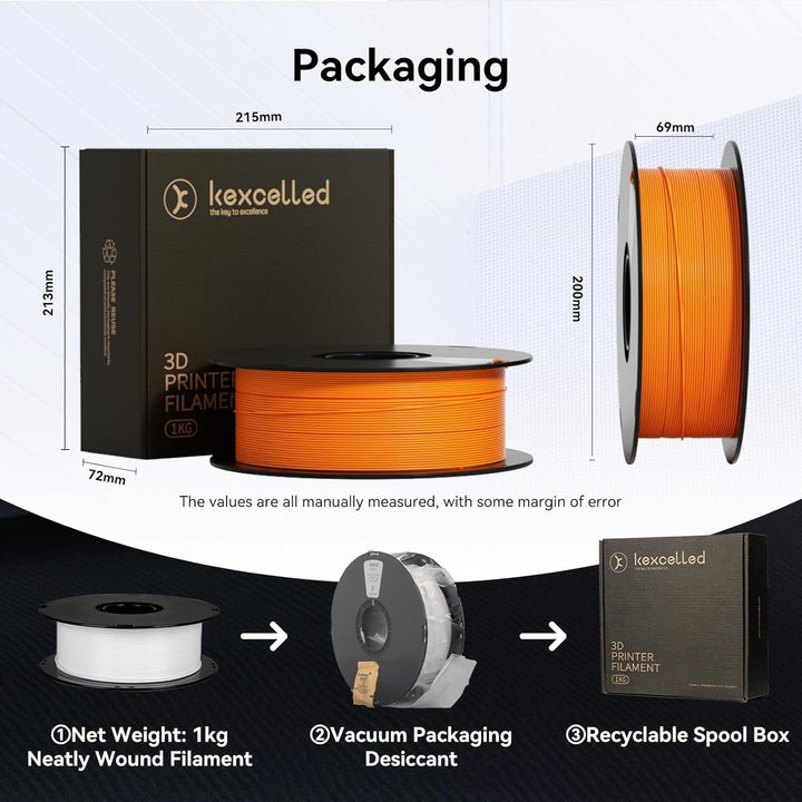 kexcelled PLA Braun Filament 1,75mm Zähigkeit Erhöhen Hochpräzises Lebendige Farben 1kg Spule 3D Dru
