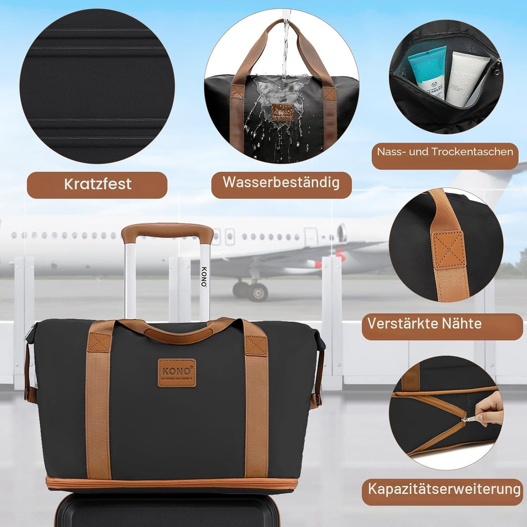 KONO Kofferset Reisekoffer Set Gepäcksets 6 Teilig, Koffer Set mit Beautycase Kosmetikkoffe mit Hand