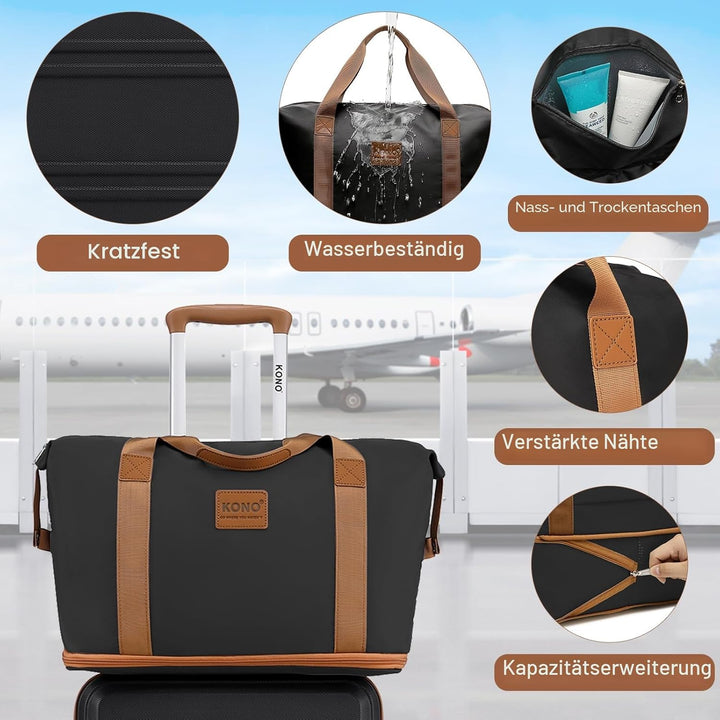 KONO Kofferset Reisekoffer Set Gepäcksets 6 Teilig, Koffer Set mit Beautycase Kosmetikkoffe mit Hand