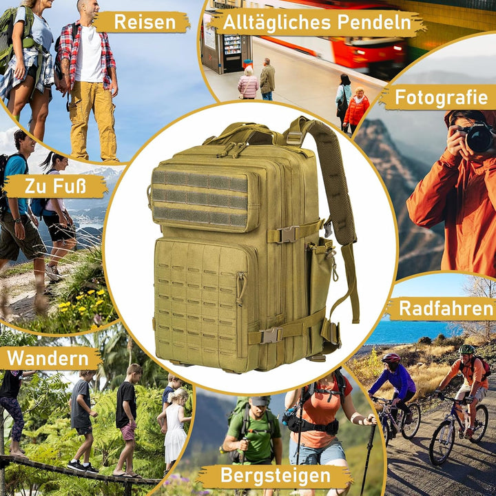 40L Taktischer Rucksack 900D Nylongewebe Jagd Rucksäcke Outdoor-Überlebensrucksack Rucksack Herren f