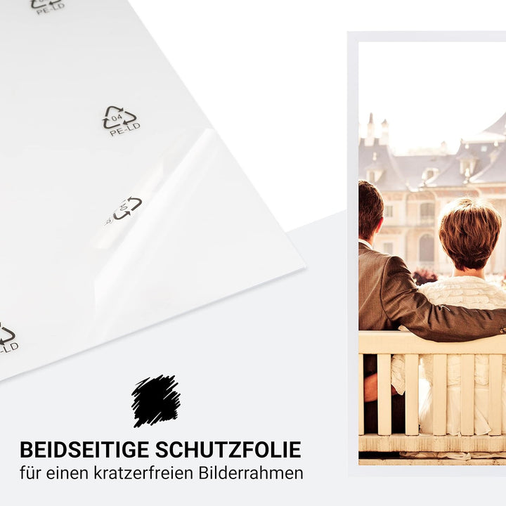 CABBEL Dreierpack (3 Stk.) Bilderrahmen 40x50 cm MDF Holz-Rahmen in Weiss | mit bruchsicherem Plexi-