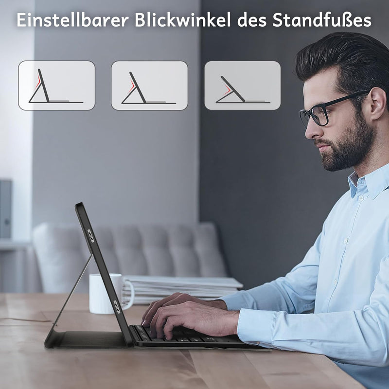 CACOE Hülle Tastatur Kompatibel mit Samsung Galaxy Tab А9+ 2023 11 Zoll Tastatur mit Touchpad, 7-Far