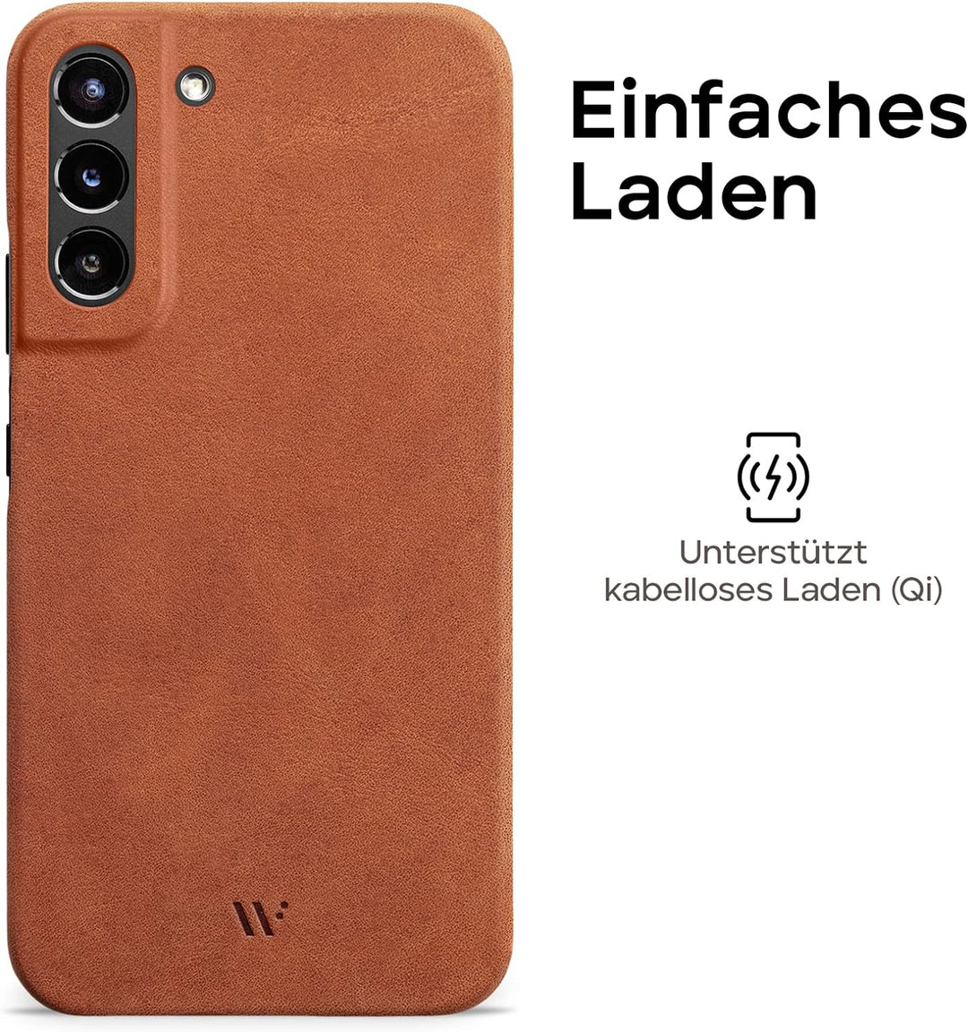 WIIUKA Hülle für Samsung Galaxy S23 Plus, Leder aus Deutschland, Lederhülle extra Dünn, Premium Hand