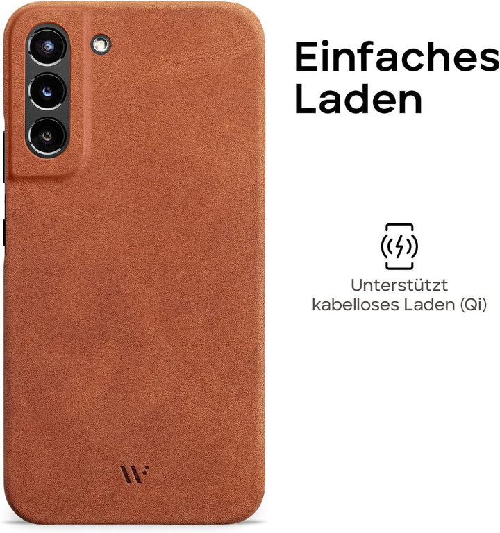 WIIUKA Hülle für Samsung Galaxy S23 Plus, Leder aus Deutschland, Lederhülle extra Dünn, Premium Hand