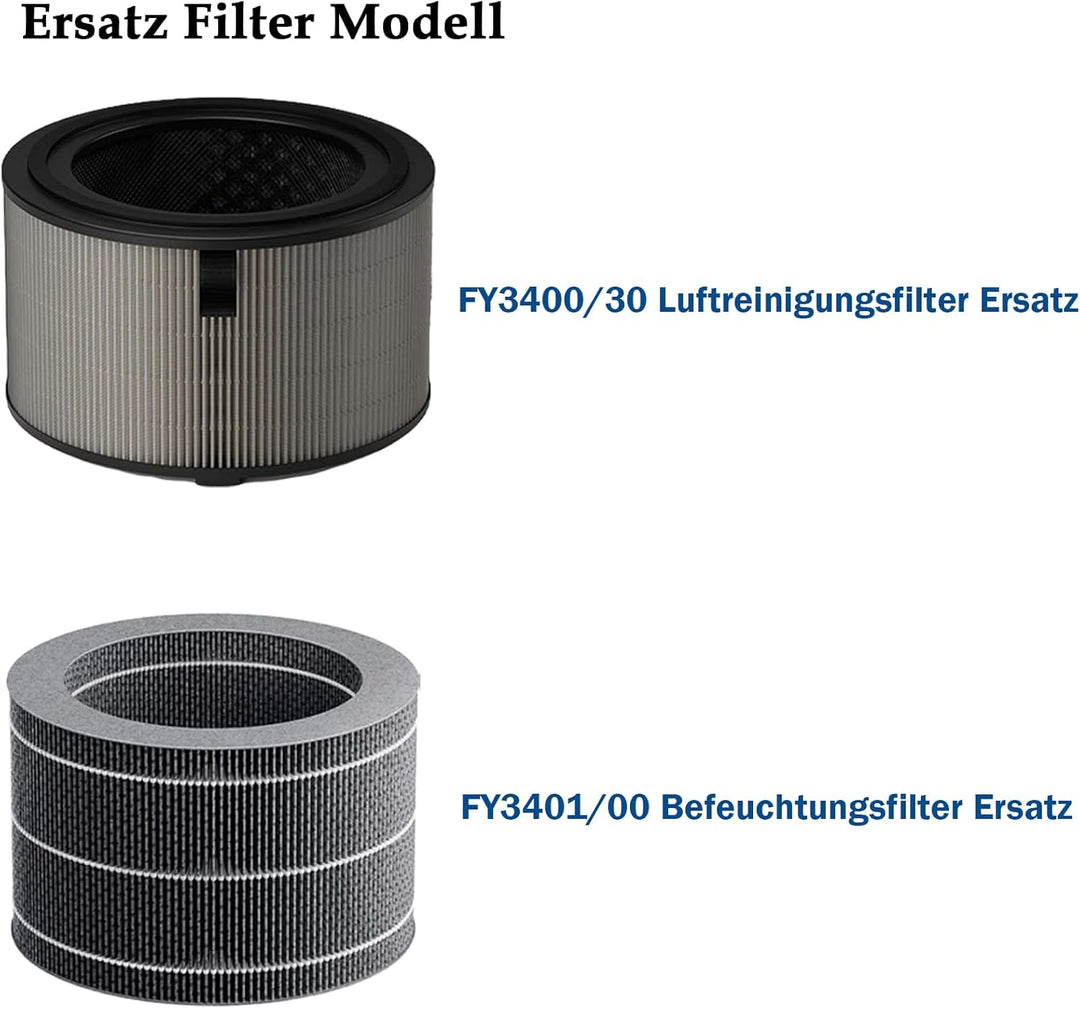 FY3400 FY3401 Ersatzfilter Set für Philips 3400 Serie AC3420/10 AC3421/13 2-in-1 Luftreiniger und Lu