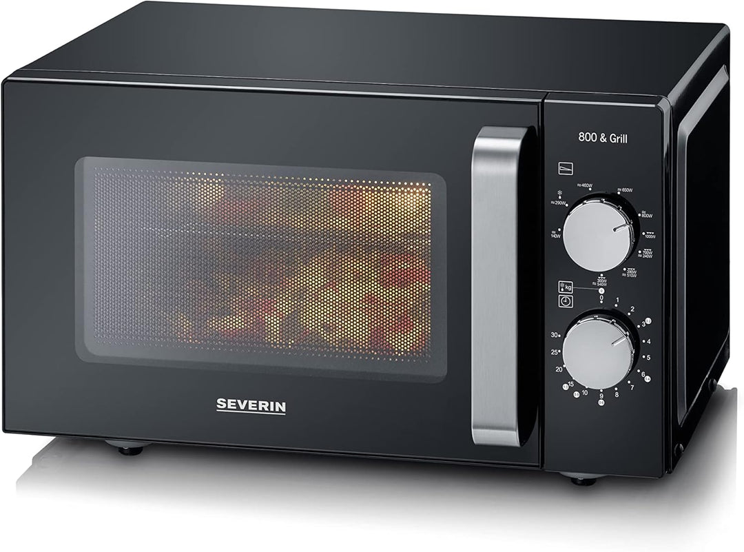 SEVERIN 2-in-1 Mikrowelle mit Keramikboden und Grill, Mikrowellengerät zum Auftauen und Erhitzen, Mi