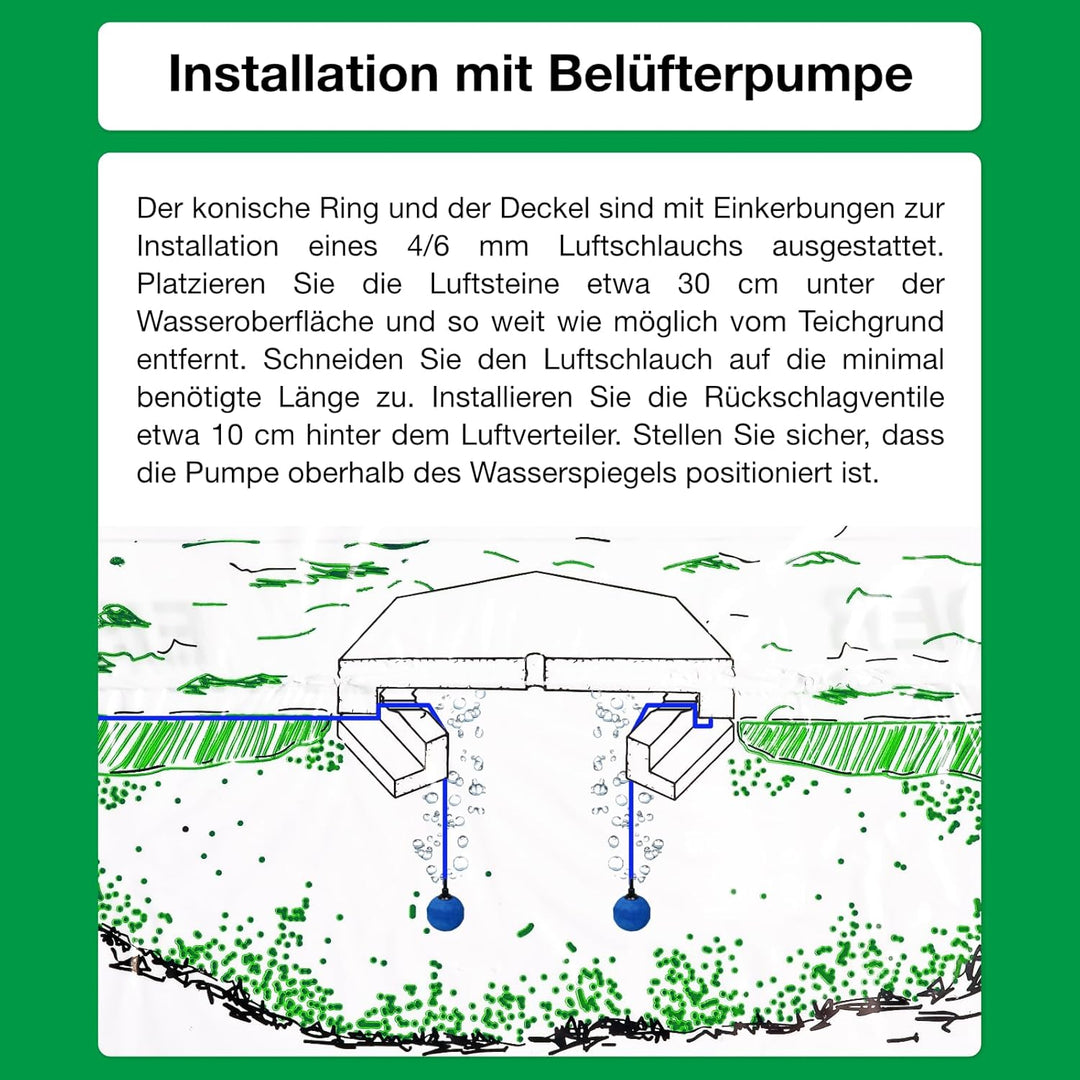 Teich Eisfreihalter Set 4 inkl. regelbarer Luftpumpe und Zubehör, für einen eisfreien Gartenteich, A