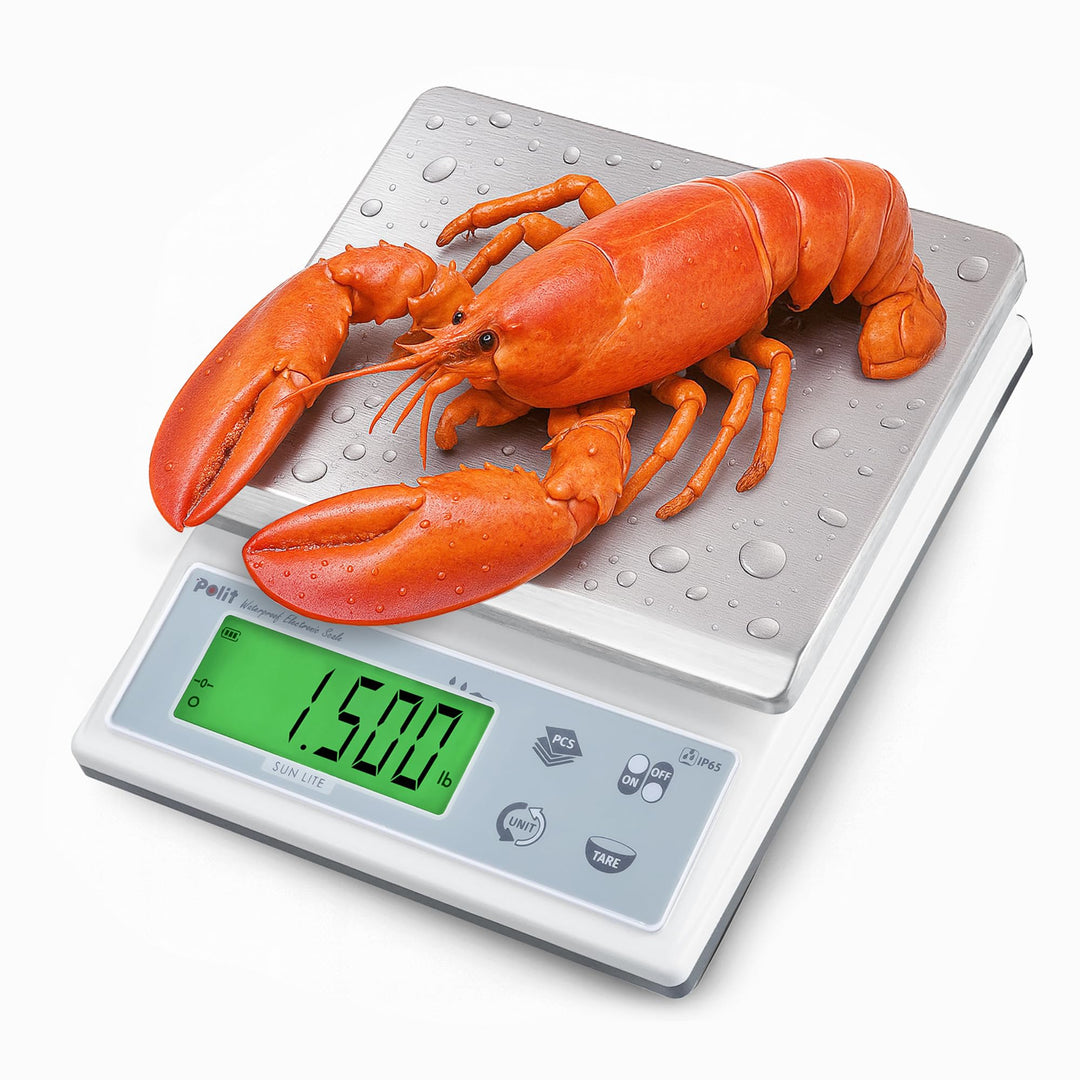 Polit Sun Lite IP65 wasserdichte Küchenwaage – 3kg/6,6lb, präzise 0,1g. Abnehmbares Edelstahl-Tablet