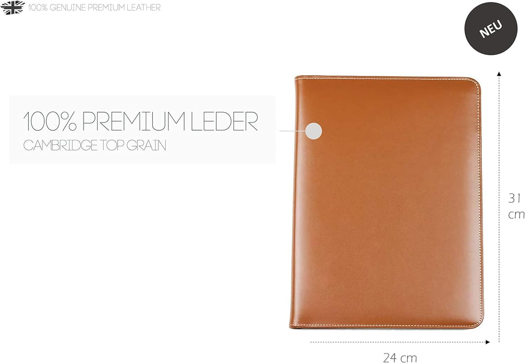 DELMON VARONE - Personalisierbare Urkundenmappe DIN A4 aus Cambridge Top Grain Leder braun, Dokument
