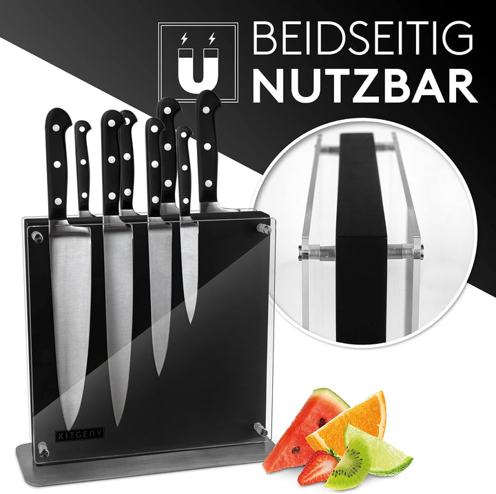 KITGENY | Messerblock magnetisch – Akazien Holz Messerhalter magnetisch – Rutschfester Magnet Messer