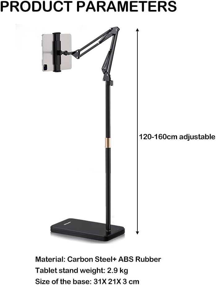 Duukoa Tablet Stand for Bed Tablet Holder Adjustable Phone Stand Holder Floor Stand for 4.7-12.9&