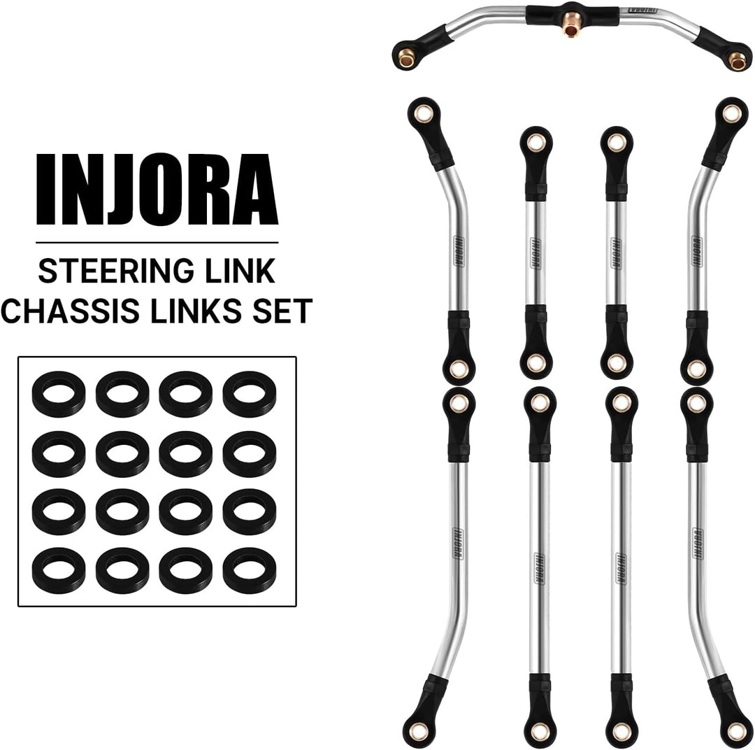 INJORA Edelstahl Hoher Abstand Chassis-Links Steering Link Set für TRX4M Upgrade 1/18 RC Crawler 9 S