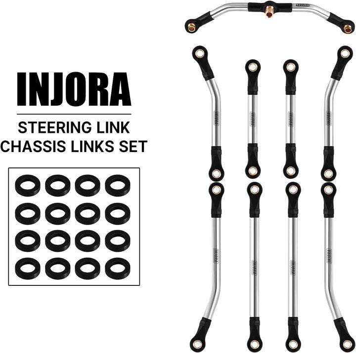 INJORA Edelstahl Hoher Abstand Chassis-Links Steering Link Set für TRX4M Upgrade 1/18 RC Crawler 9 S