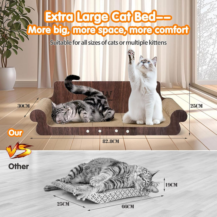 Kratzpappe für Katzen, 82CM langlebiges Kratzbrett und Filz, grosse Liege, Recycelbares Katzenkratzb