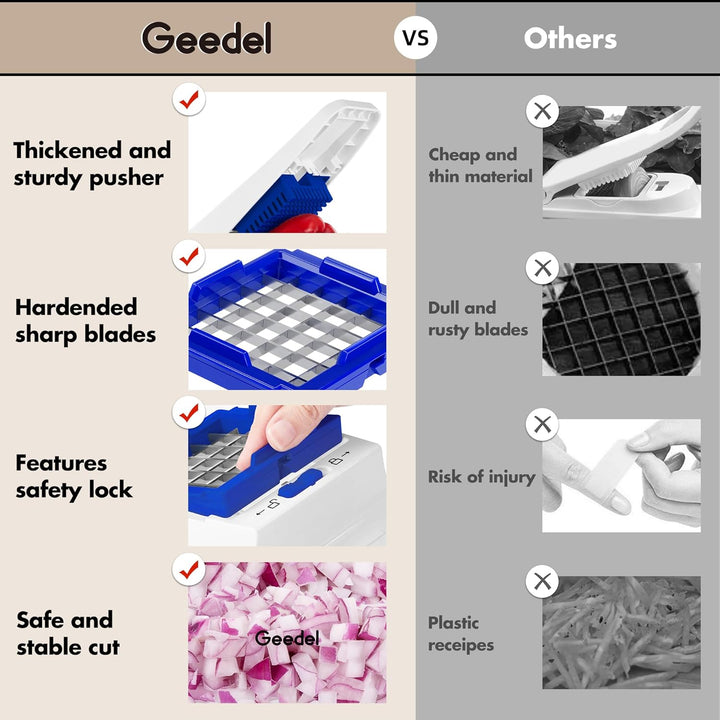 Geedel 4 in 1 Gemüseschneider, Zwiebelschneider Manuell Reibe für Gemüse Gemüsehobel, Gemüse Schneid