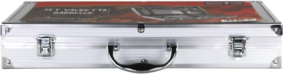 Mastercook – Professionelles Grillzubehör-Set aus Stahl mit Koffer, Zubehör-Set Bbq mit Zange, Gabel