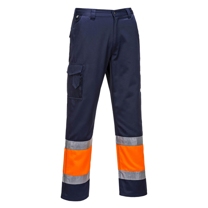 Portwest 2-farbige Warnschutz-Combat Hose, Grösse: XXL, Farbe: Orange/Marine, E049ONRXXL