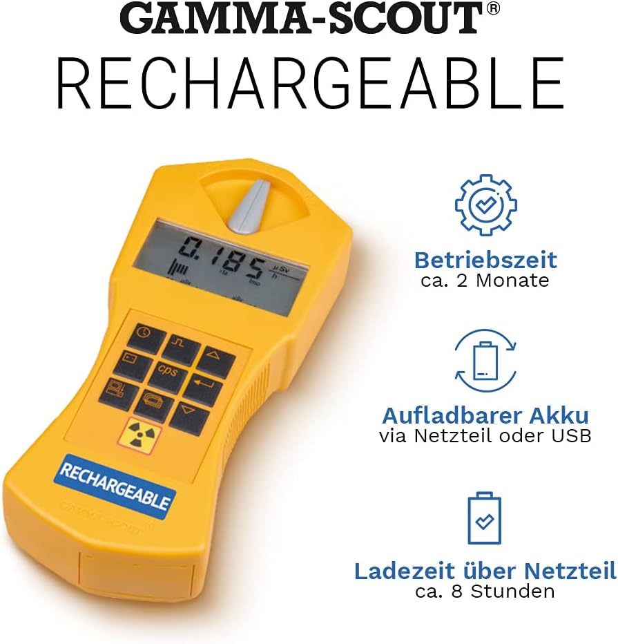 GAMMA-SCOUT Rechargeable | Geigerzähler für Radioaktivität mit wiederaufladbarem Akku, Verwendung al