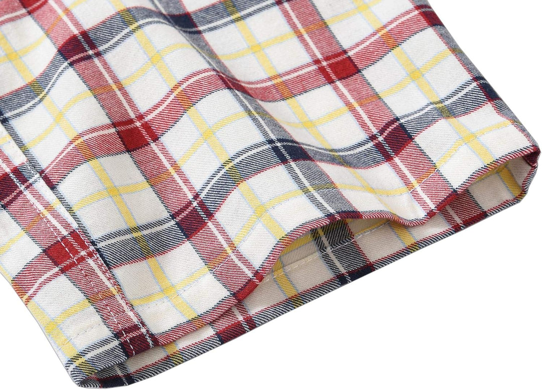 MoFiz Herren Pyjamahose Warm Lang Baumwolle Weich Schlafanzughose Kariert Winter Nachtwäsche Freizei