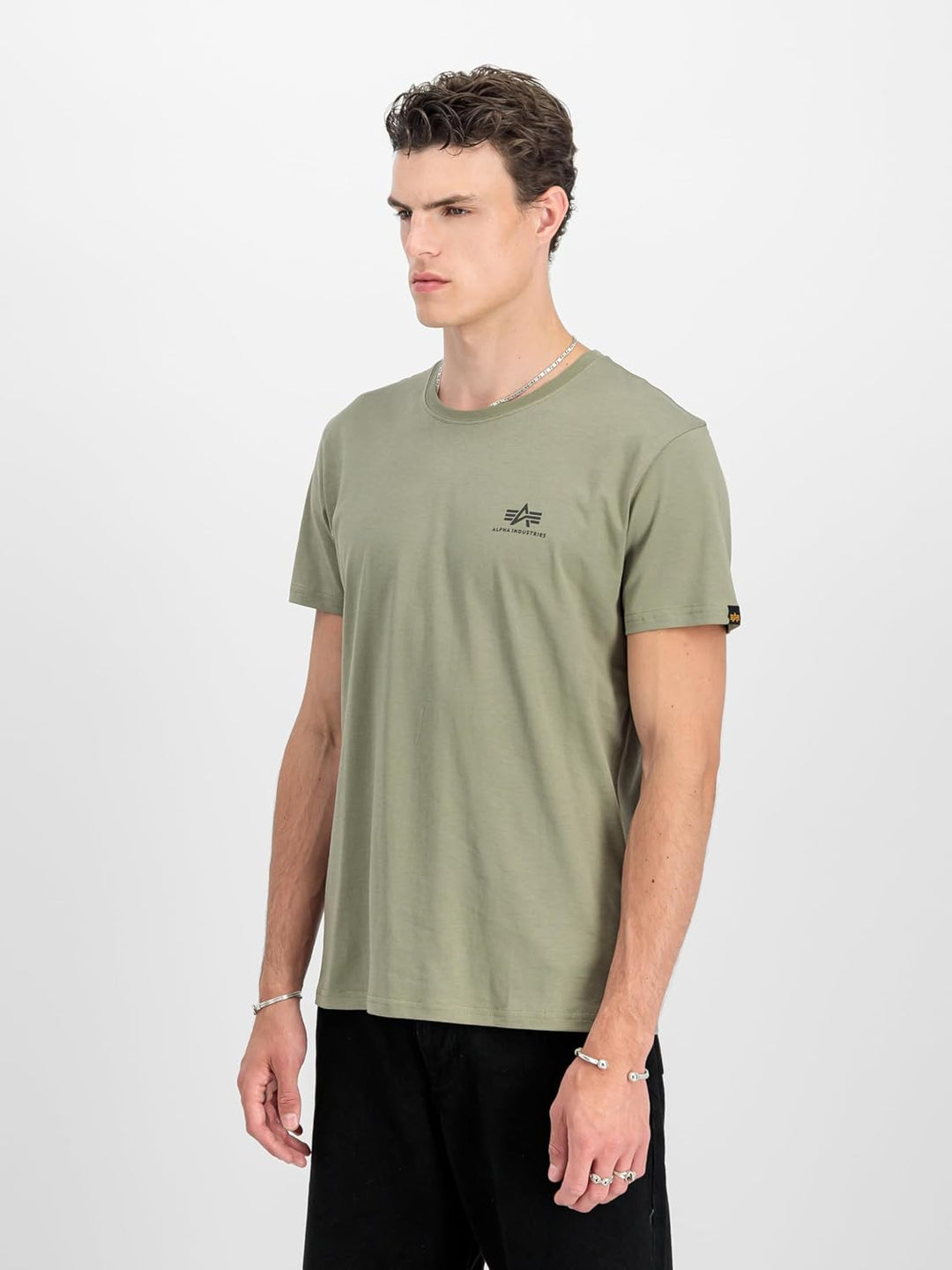 ALPHA INDUSTRIES Herren Basic T Small Logo T-Shirt für Herren T-Shirt (1er Pack) M Dark Olive, M Dar