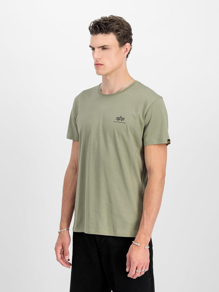 ALPHA INDUSTRIES Herren Basic T Small Logo T-Shirt für Herren T-Shirt (1er Pack) M Dark Olive, M Dar