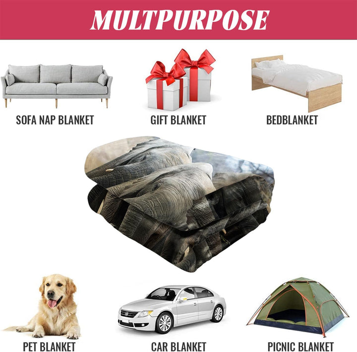 YISUMEI Bedruckte Kuscheldecke Waldstrasse Elefant Decke Weich Flanell Fleecedecke 150x200 cm 150 x